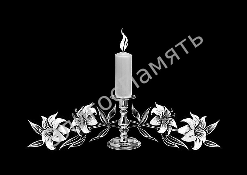Цветы и свечи гравировкой на памятник - заказать гравировку